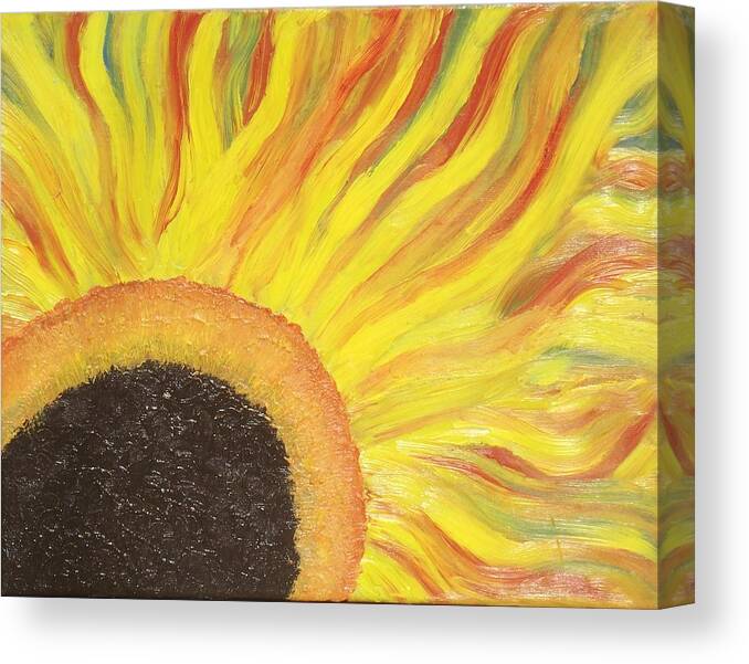 Sunflower Canvas Print featuring the painting Flaming Sunflower by Margaret Harmon