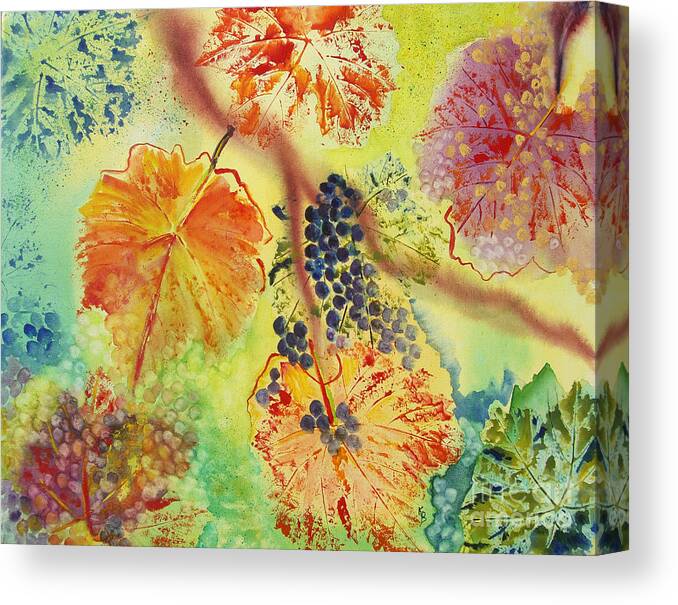 Grapes Canvas Print featuring the painting Floating by Karen Fleschler