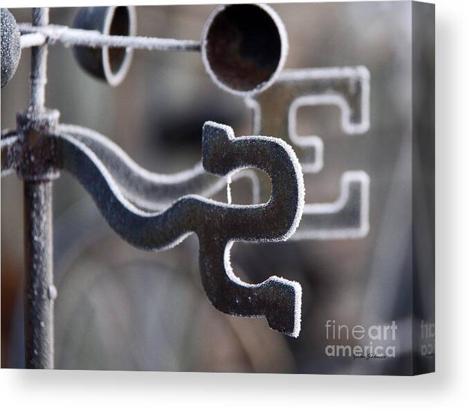 Frost Canvas Print featuring the photograph Frosted Weathervane by Yumi Johnson