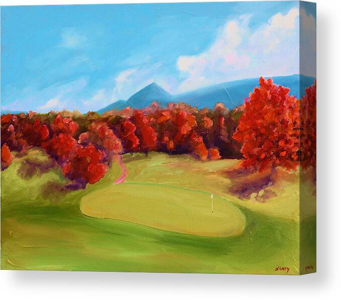 Golf Canvas Print featuring the painting Golf Course in the fall 2 by Todd Bandy