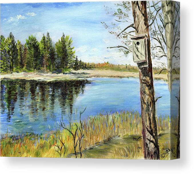 Landscape Canvas Print featuring the painting Home at Dragonfly Pond by Richard Jules