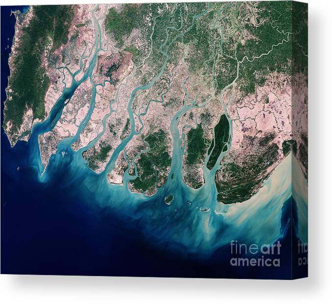 Satellite Canvas Print featuring the photograph Irrawaddy River Delta by Nasa