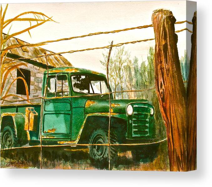 Willys Canvas Print featuring the painting Jeep by Frank SantAgata