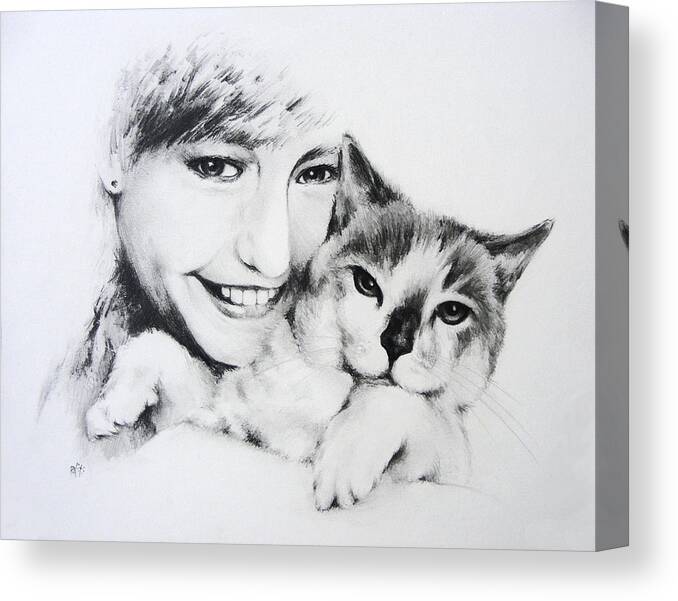 Kat Canvas Print featuring the drawing Kat by William Russell Nowicki