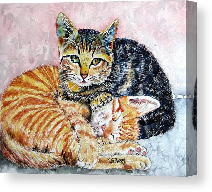 Cats Canvas Print featuring the painting Kitty Cats by Maria Barry