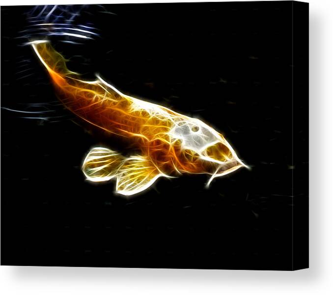 Fractalius Canvas Print featuring the photograph Koi with Water Ripple by Maggy Marsh