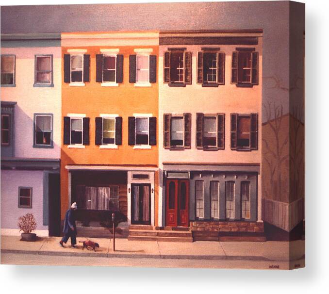 Lamberville Canvas Print featuring the painting Late Afternoon on Church Street by Robert Henne