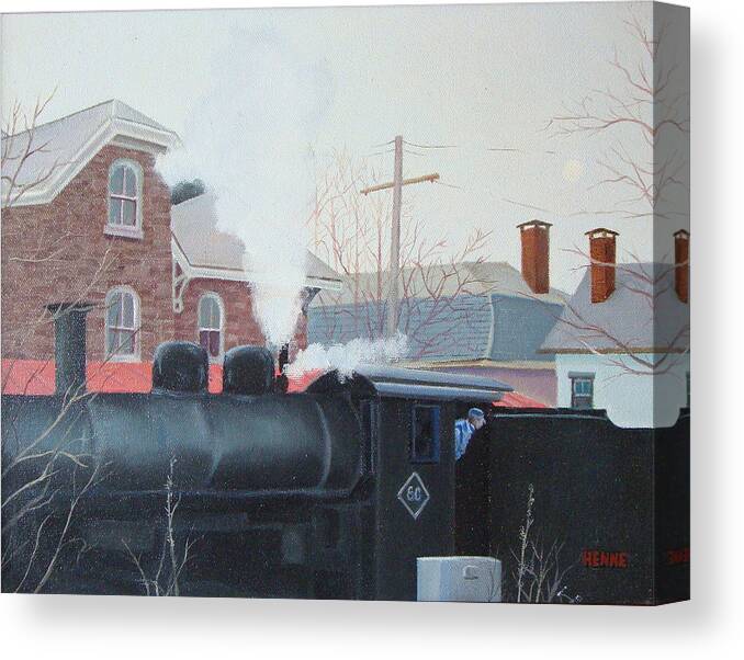 Lambertville Canvas Print featuring the painting Leaving the Station by Robert Henne