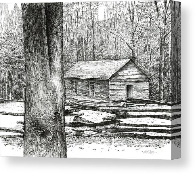 Landscape Canvas Print featuring the drawing Little Greenbrier School House by Bob George