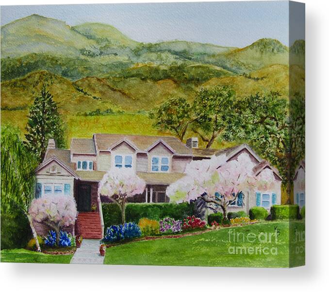 Home Canvas Print featuring the painting Memories of the Family Home by Karen Fleschler