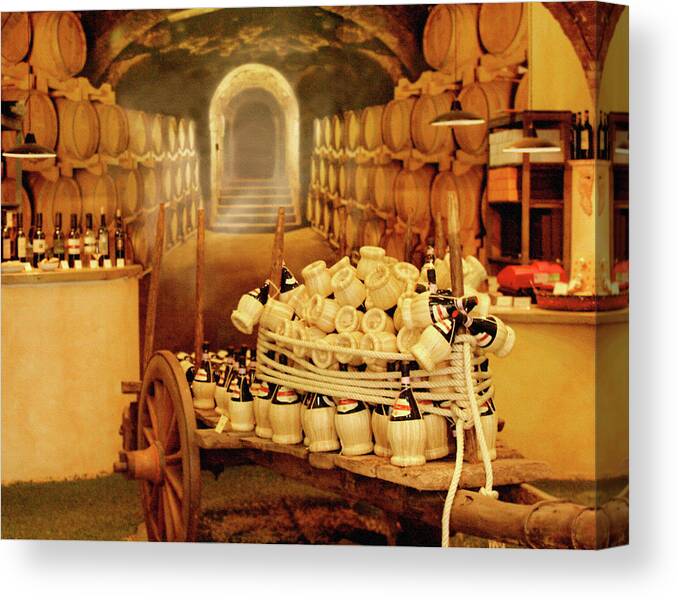Europe; Italy Canvas Print featuring the photograph Montalcino Wine Shop by Vicki Hone Smith