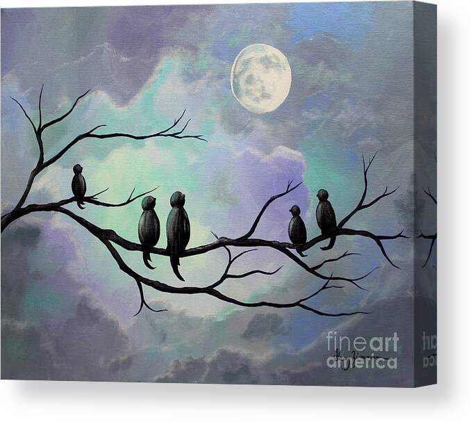 Birds Canvas Print featuring the painting Moonlight Sonata by Stacey Zimmerman