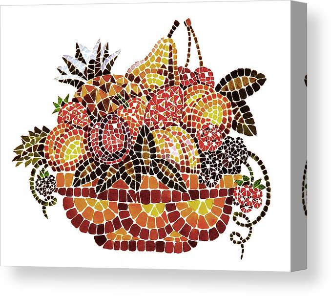 Mosaic Canvas Print featuring the painting Mosaic Fruits by Irina Sztukowski