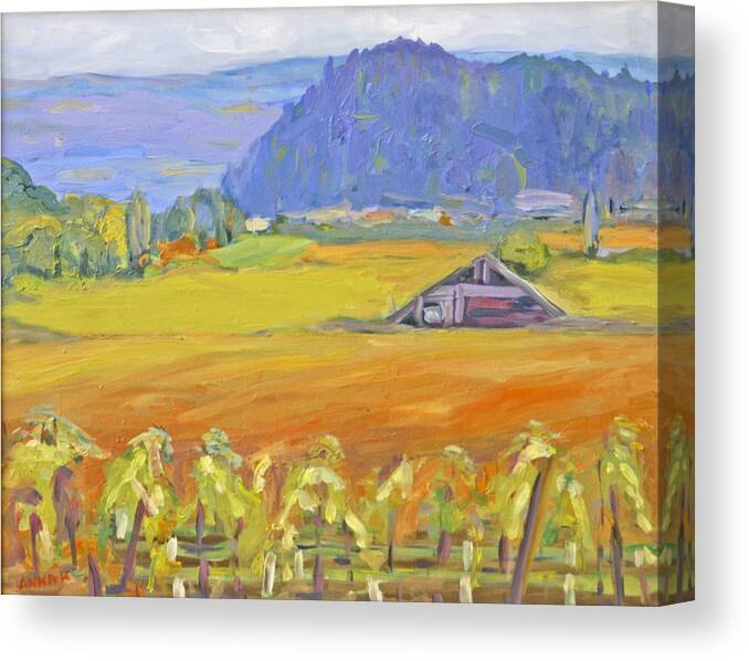 Napa Valley In Fall Canvas Print featuring the painting Napa Valley Mountains by Barbara Anna Knauf
