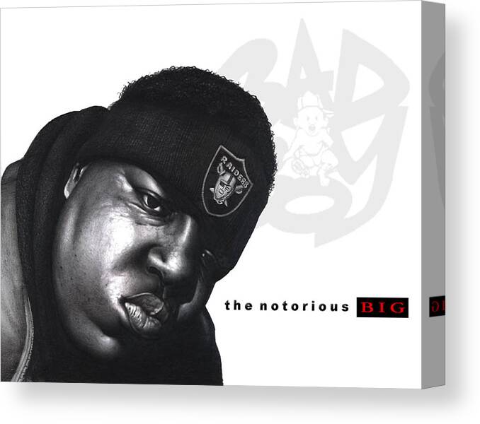 Bigge Sketch Canvas Print featuring the drawing Notorious B.I.G by Lee Appleby