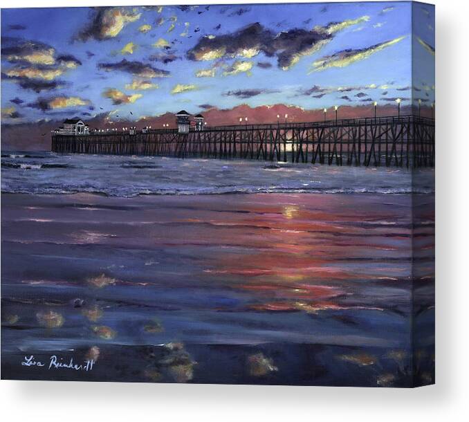 Oceanside Canvas Print featuring the painting Oceanside Pier by Lisa Reinhardt