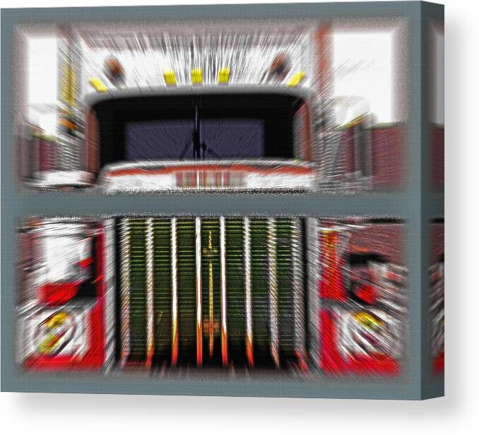 Truck Canvas Print featuring the photograph Old Semi - Head-On - Diptych by Steve Ohlsen