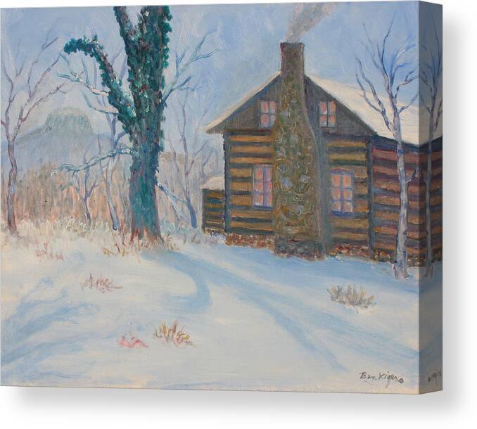 Pilot Mountain Canvas Print featuring the painting Pilot Mountain Lodge by Ben Kiger