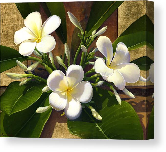 Fine Art Canvas Print featuring the mixed media Plumeria by Anne Wertheim