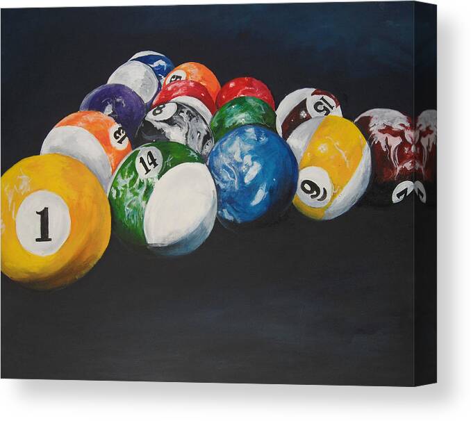 Pool Balls Canvas Print featuring the painting Pool Balls by Travis Day