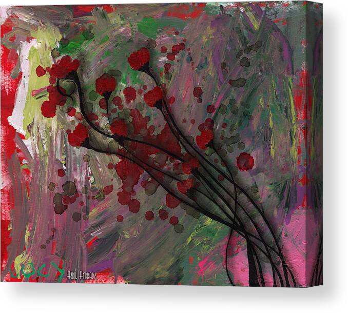 Lucy Griffith Canvas Print featuring the painting Poppies by Abril Andrade