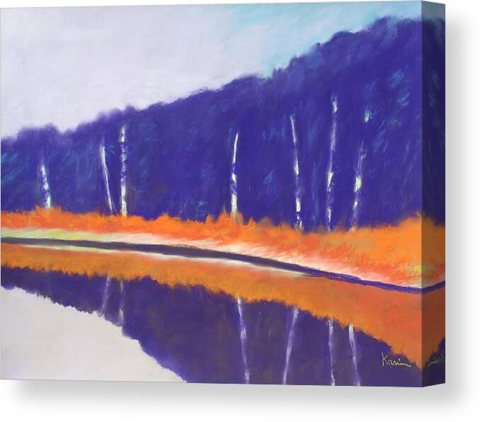 Landscape Canvas Print featuring the painting Quiet Pond by Karin Eisermann