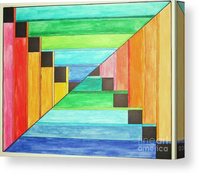 Rainbows Canvas Print featuring the painting Rainbow in Line by Christina A Pacillo