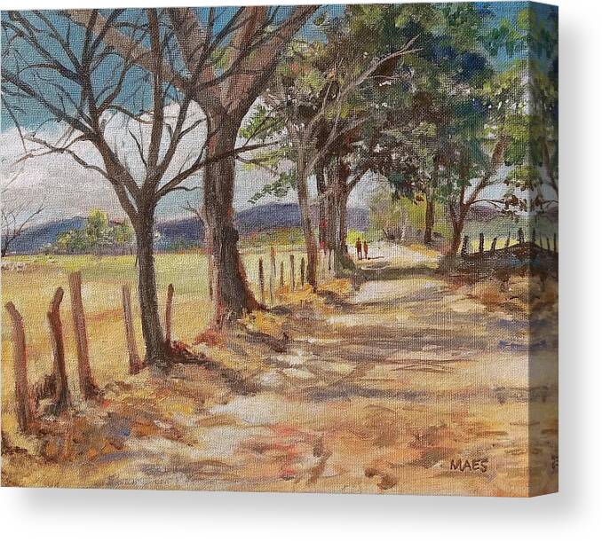 Walt Maes Canvas Print featuring the painting Road to Jicheral Costa Rica by Walt Maes