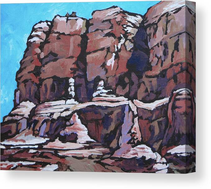 Sedona Canvas Print featuring the painting Rock Face by Sandy Tracey