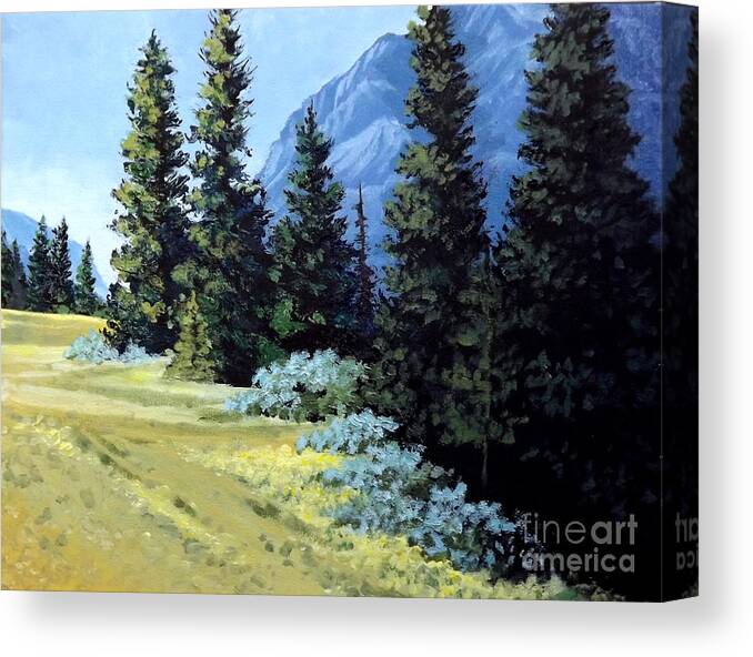 Blue Canvas Print featuring the painting Rocky Mountain Meadow by Diane Ellingham