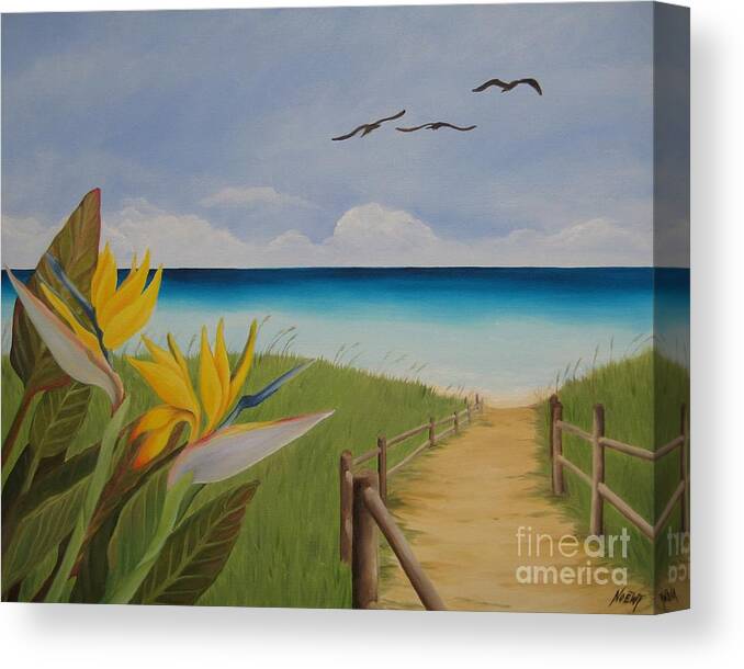 Noewi Canvas Print featuring the painting Seascape by Jindra Noewi