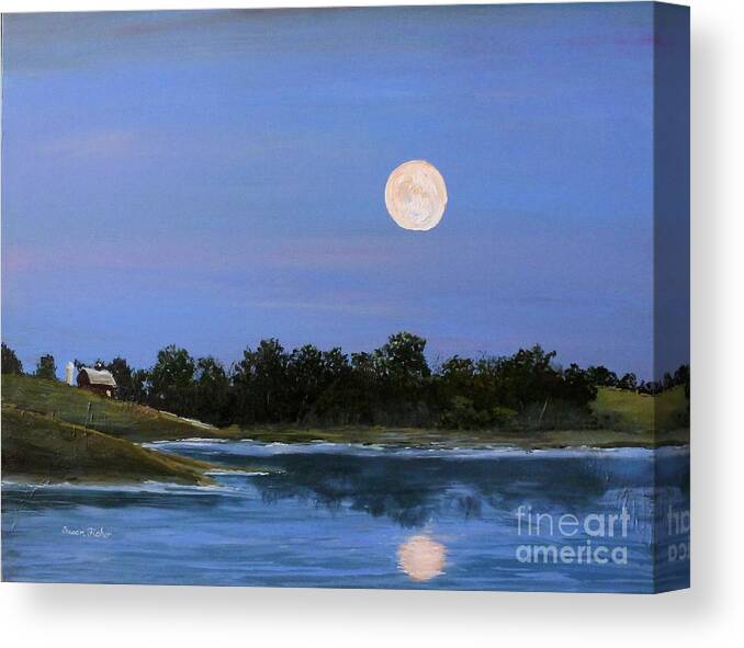 Moon Canvas Print featuring the painting September Moon by Susan Fisher