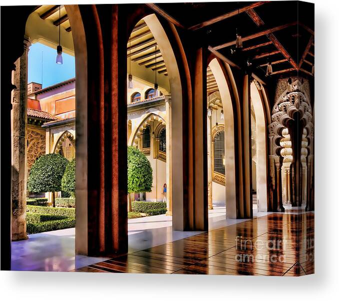 Zaragoza Canvas Print featuring the photograph Serenity - Palace Garden by Jack Torcello