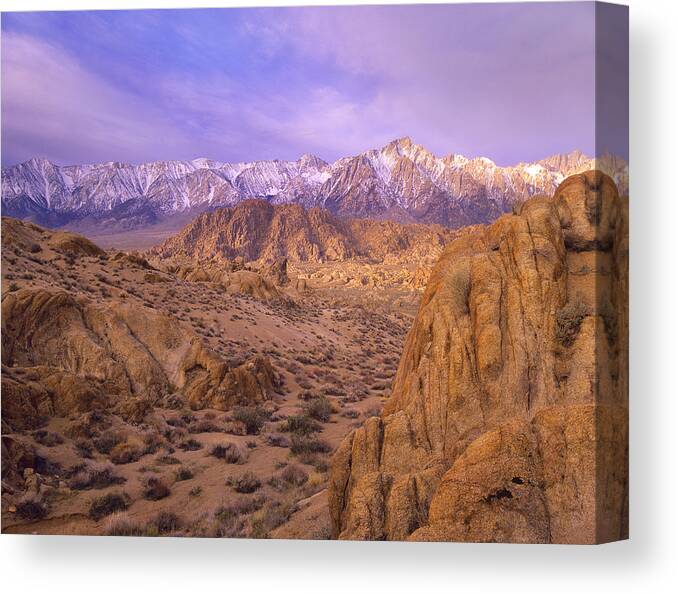 00175949 Canvas Print featuring the photograph Sierra Nevada Range From Alabama Hills by Tim Fitzharris