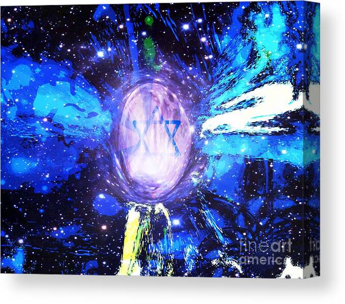 Fania Simon Canvas Print featuring the mixed media Signs of Time - Son of Man by Fania Simon