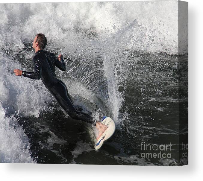 Surfer Canvas Print featuring the photograph SoCal Surfer by Tom Griffithe