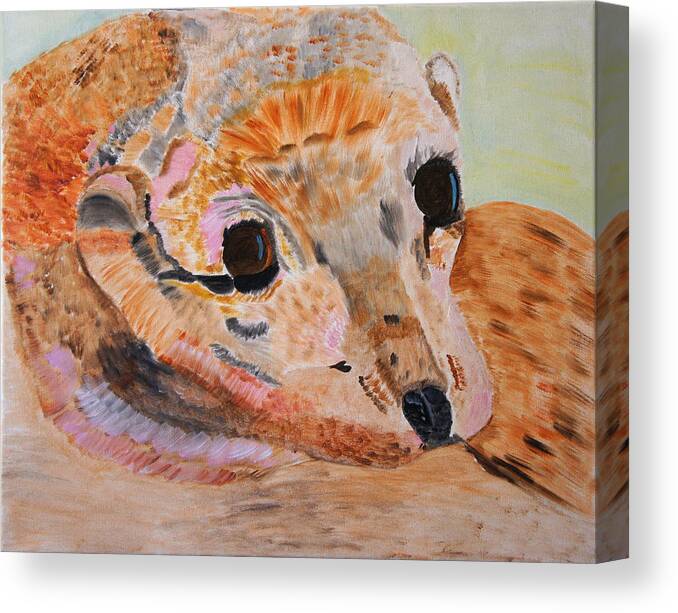 Sealion Canvas Print featuring the painting Soulful Eyes Of A California Sealion by Meryl Goudey