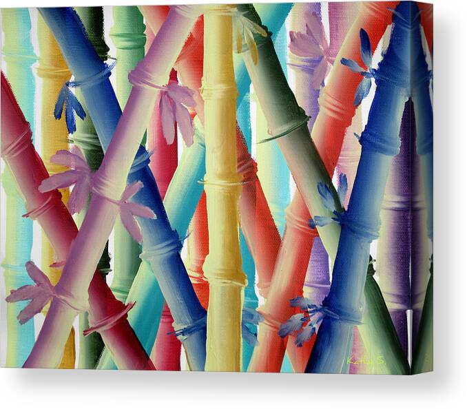 Silhouette Canvas Print featuring the painting Stalks of Color by Kathy Sheeran