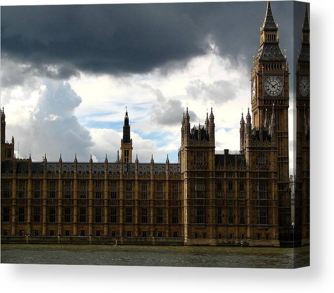 London Canvas Print featuring the photograph Storm Clouds over Big Ben by Diane Height