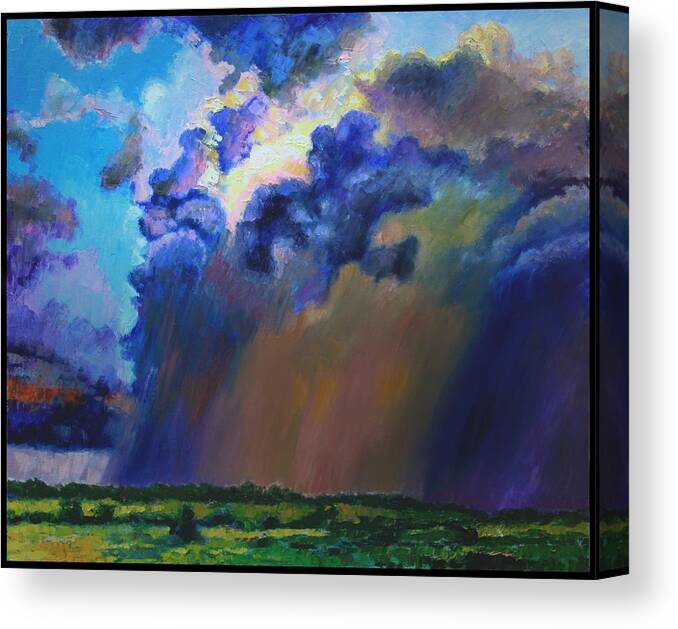 Storm Clouds Canvas Print featuring the painting Storm Clouds Over Missouri by John Lautermilch
