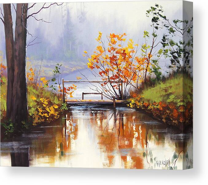  Fall Canvas Print featuring the painting Stream Crossing by Graham Gercken