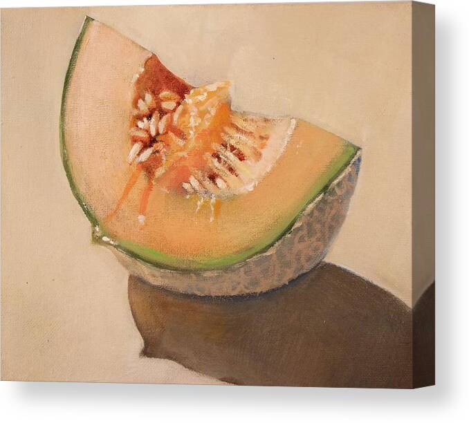 Walt Maes Canvas Print featuring the painting Summer melon still life by Walt Maes