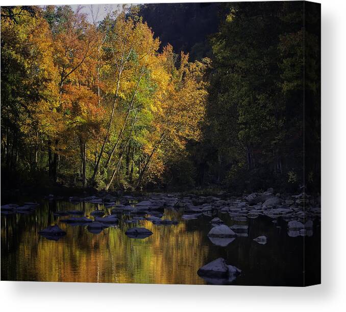 Fall Color Canvas Print featuring the photograph Sunrise on the Buffalo National River by Michael Dougherty
