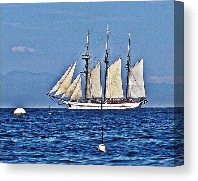 Blue Water Canvas Print featuring the photograph Tall Ship Blues by Lauren Serene
