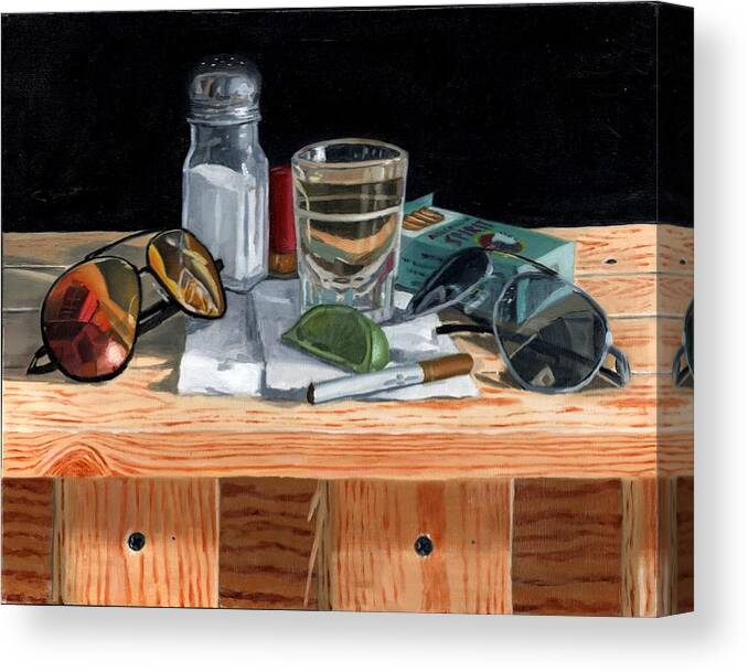 Still Life Canvas Print featuring the painting Tequila with Lime No. 2 by Thomas Weeks