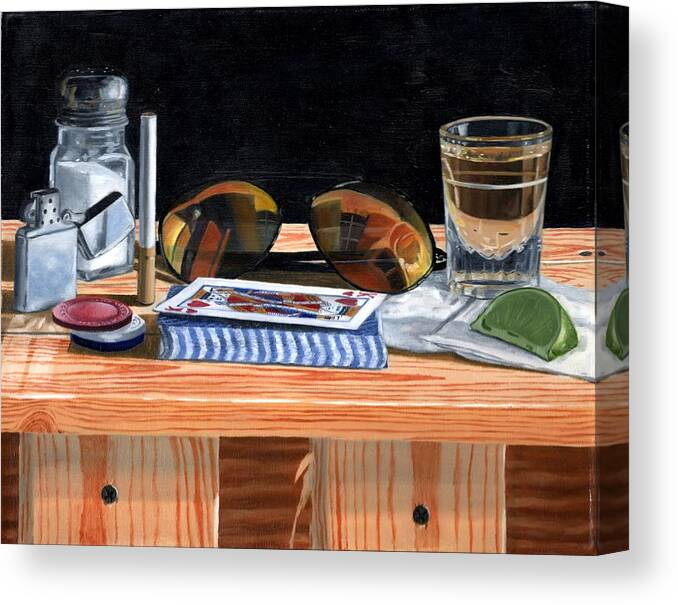 Still Life Canvas Print featuring the painting Tequila with Lime No. 5 by Thomas Weeks