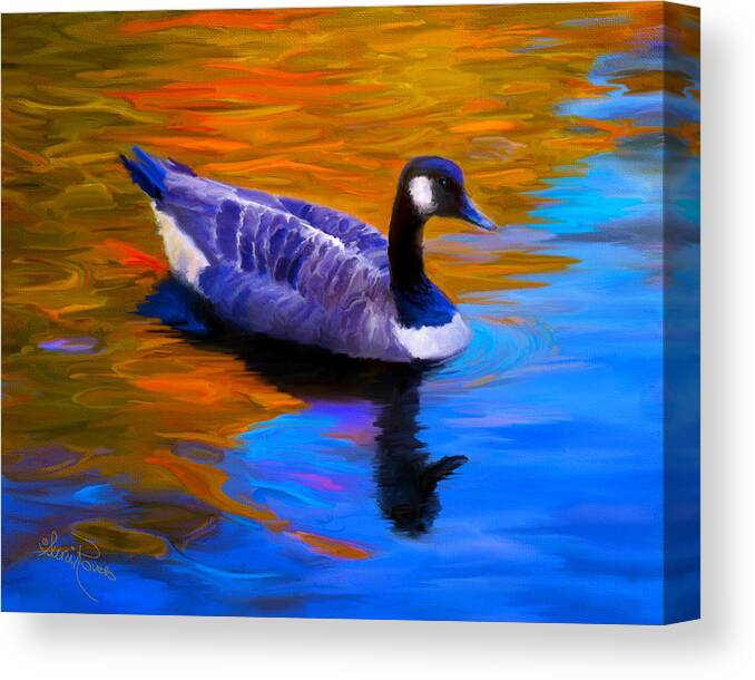 Nature Canvas Print featuring the painting The Fall Goose by Suni Roveto