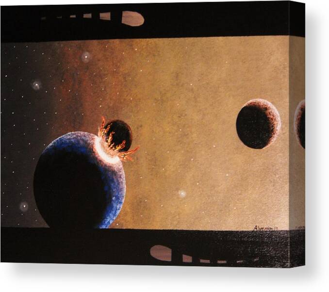 Space Canvas Print featuring the painting The Hell Above by Edwin Alverio