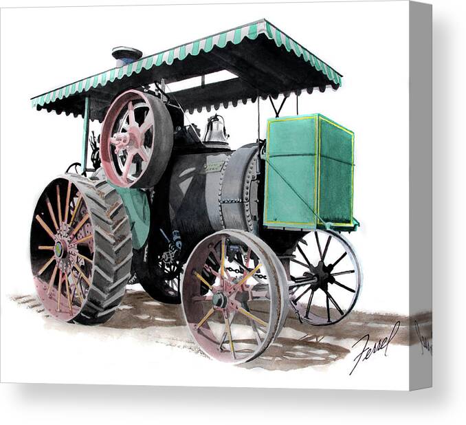 Steam Tractor Canvas Print featuring the painting The New Huber by Ferrel Cordle