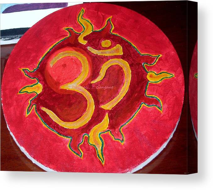 Divine Aum Canvas Print featuring the painting The Omnipotent Aumkar by Sonali Gangane